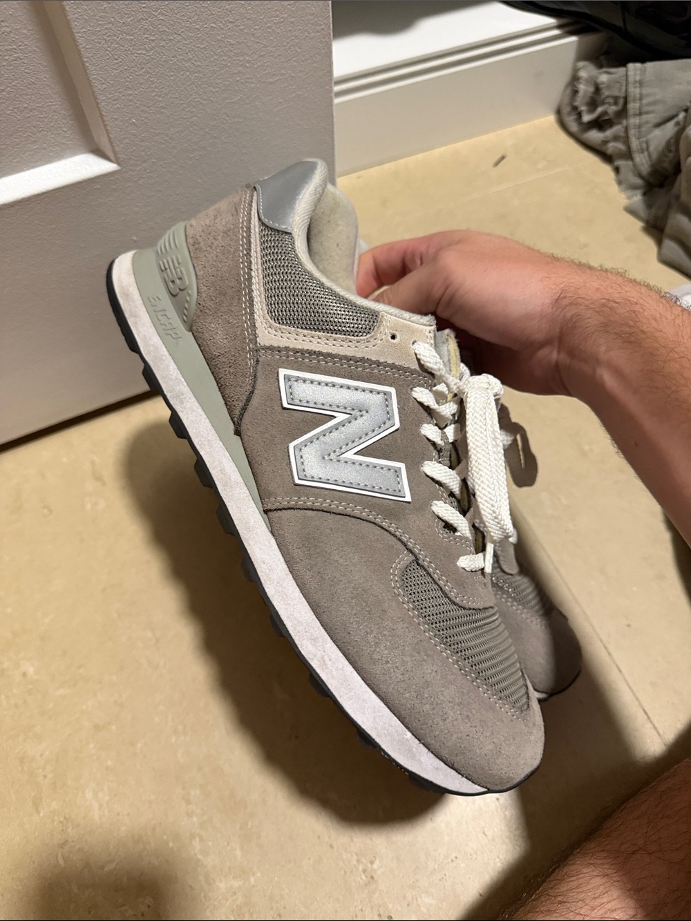 New Balance Gray and Silver Men's Lifestyle Sneakers - Picture 3 of 5
